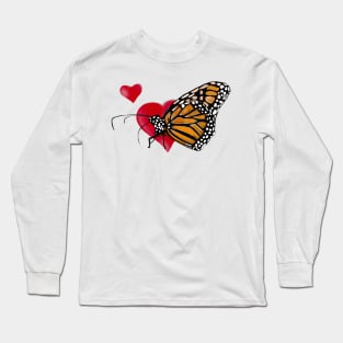 Red Hearted butterfly Long Sleeve T-Shirt